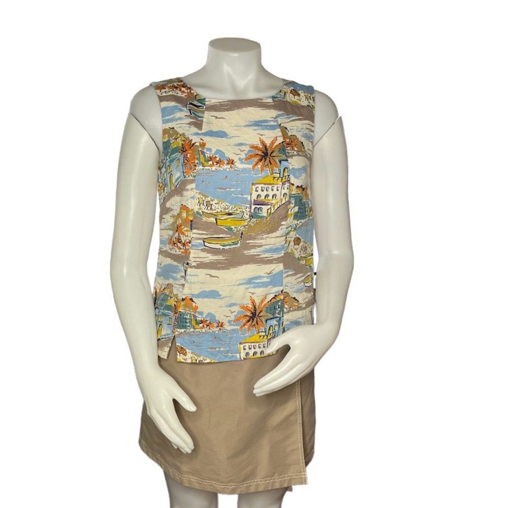 BODEN Tropical Print Sleeveless Top Shift Shirt Button Back Womens Size 6